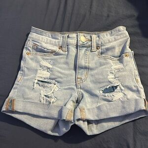 Aeropostale High Rise Midi Distressed Shorts